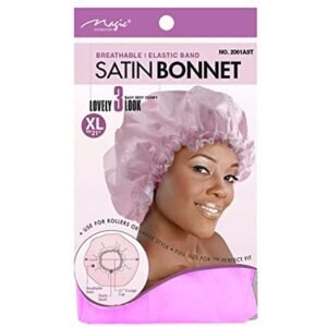 Magic X-Large 21 Breathable Satin Bonnet with Elastic Band Pink